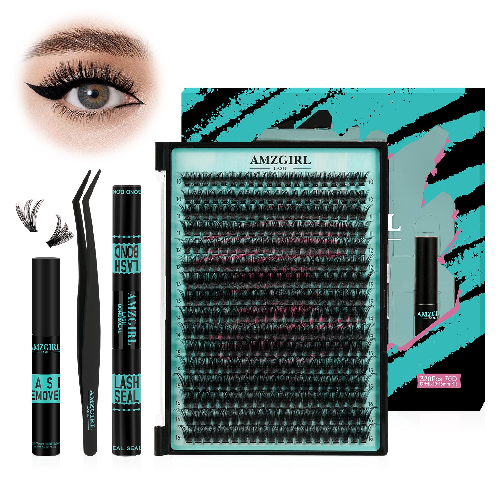 AMZGIRL Lush Volume DIY Individual Lashes Clusters Kit 320Pcs